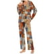thumbnail image 1 of Puntoco Pijama para mujer, conjunto de pijama con parte superior y pantalón informal con estampado degradado para mujer, 1 of 5