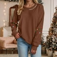 thumbnail image 2 of TTUHYWXI Christmas Sweatshirt for Women Light Sweatshirts Merry And Bright Xmas Long Sleeve Shirts Crewneck Pullover Tops (Brown, XXL), 2 of 5