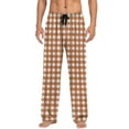 thumbnail image 5 of UVEASISHA Mens Lounge Sleep Pants with Pockets Loose Fit Casual Plaid Pajama Bottoms Elastic Waist Drawstring Straight Leg Trousers Cozy Pj Pants Brown L, 5 of 7