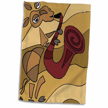 3dRose Funny Camel Playing Saxophone Modern Abstract Art - Towel, 15 by 22-inch
