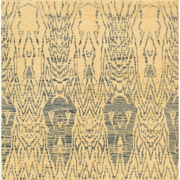 Pasargad Home Ikat 59" x 61" Hand-Knotted Lamb's Wool Area Rug in Beige/Blue