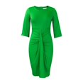 thumbnail image 2 of Womens Business Work Office Crew Neck Pencil Dress Elegant Ruched Long Dress, 2 of 8