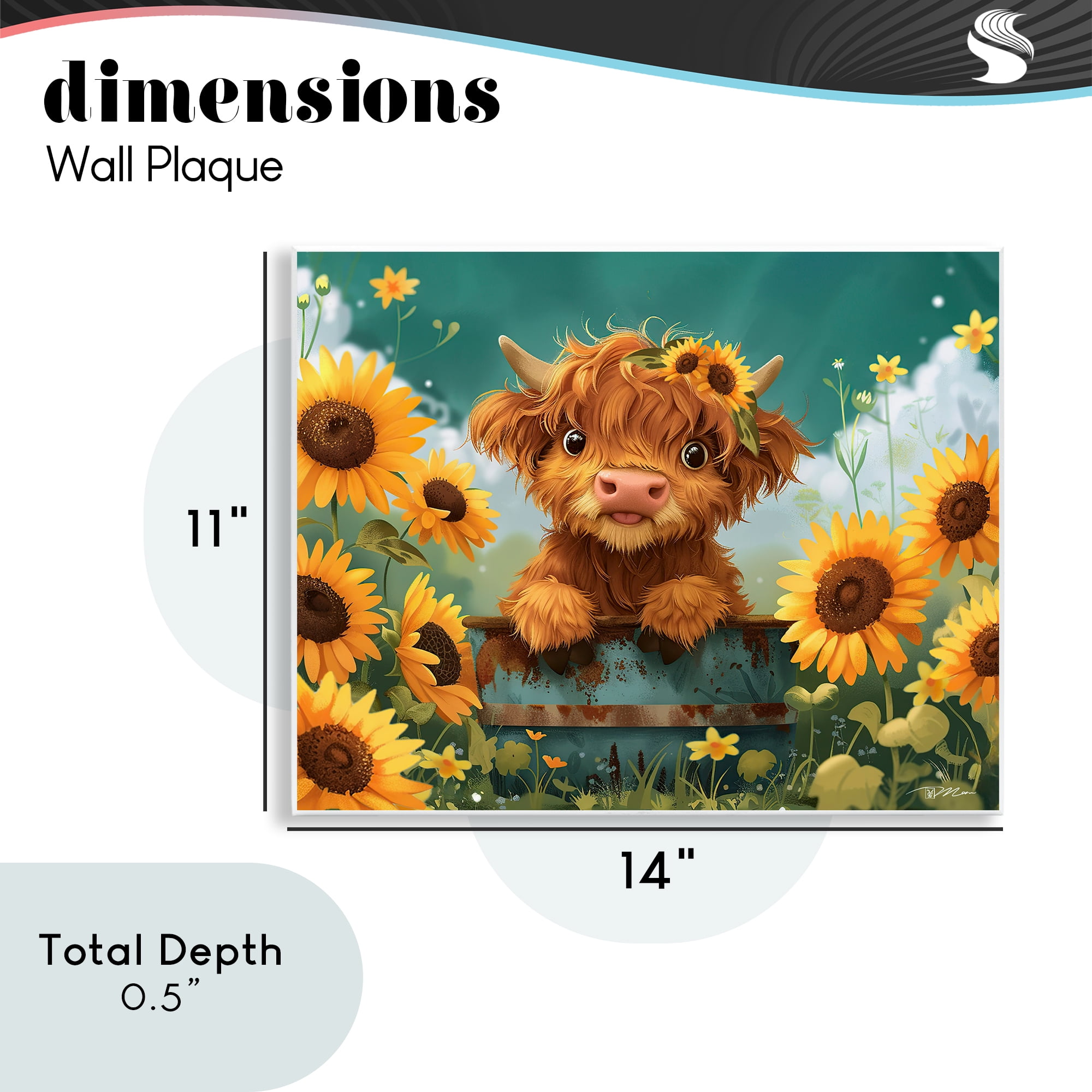 Cute Happy Highland Cow Wall Plaque Art, design by Momart