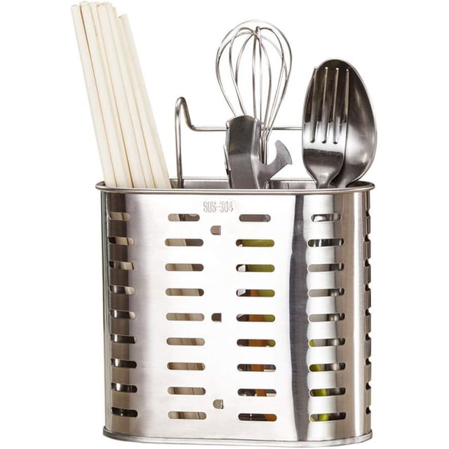 Stylish Stainless Steel Cutlery Organizer, Multipurpose Utensil Holder With Drainage Capabilities For Kitchens, Bathrooms, And Workspaces