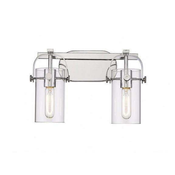 Innovations Lighting 423-2W-PC-4CL-LED Pilaster - 2 Light Bath Vanity In Industrial Style-11 Inches Tall and 14.88 Inches Wide   Polished Nickel Finish