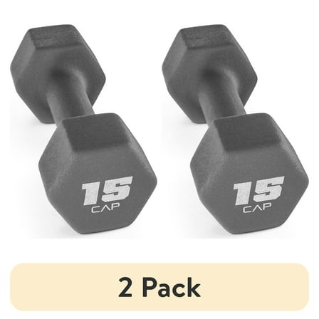 (2 pack) CAP, 15lb Neoprene Dumbbell, Cool Gray, Single