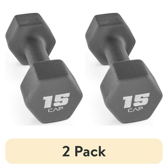 (2 pack) CAP, 15lb Neoprene Dumbbell, Cool Gray, Single