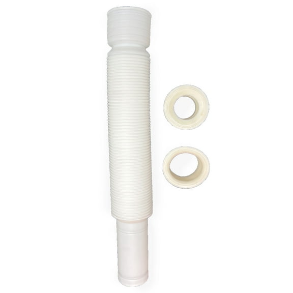 Flexible Sink Drain Pipe, 1-1/2" Expandable Flexible P-Trap Drain Pipe for 1 1/2" OR 1 1/4" Inlet pipe -12"-35" Total Length Sink P Trap, White, 1 PACK