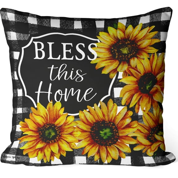 Custom Decor Home Sweet Sunflowers by Shari Hart Decorative Indoor/Outdoor 17" Throw Pillow