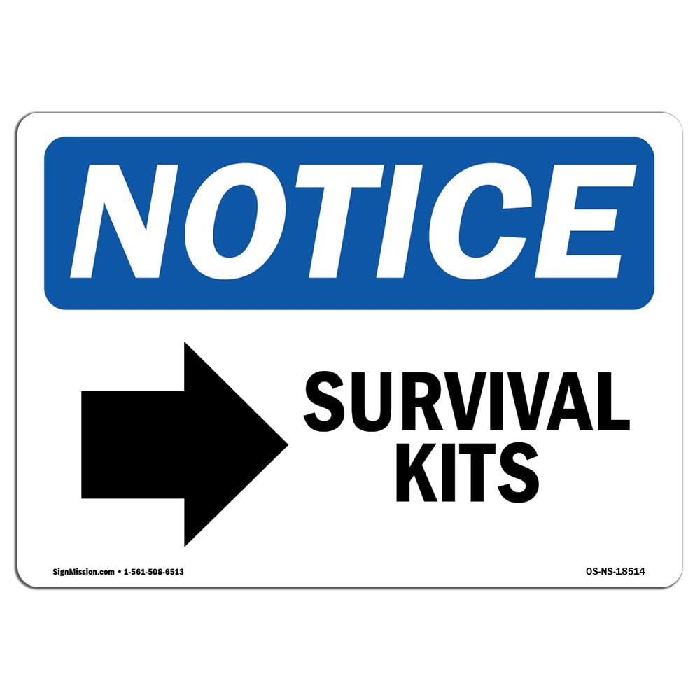 Survival Kits | Aluminum Sign Warehouse & Shop Area Protect Your Business  Made in The USA Construction Site OSHA Notice Sign Right Arrow