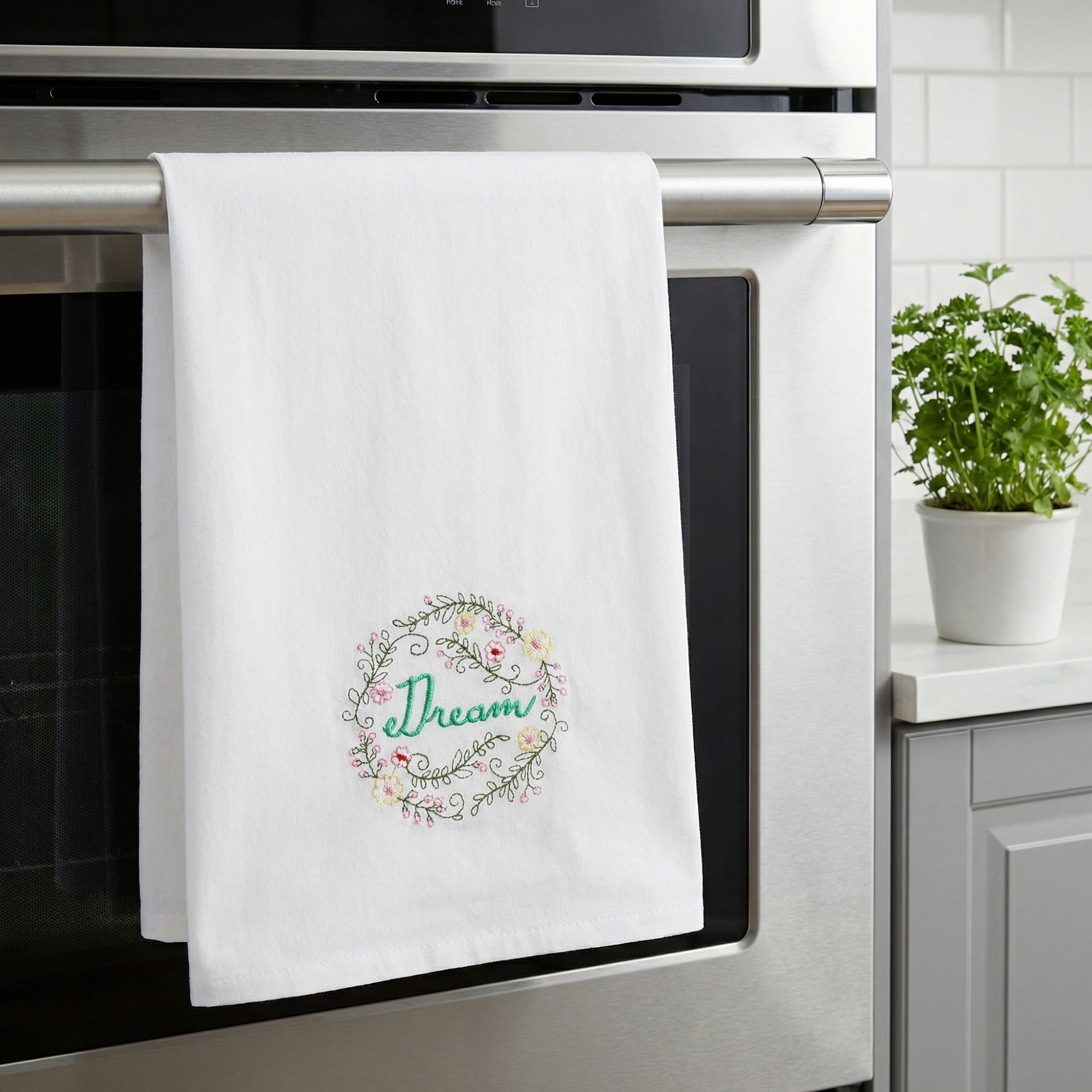 Unique Bargains Embroidered Pure Cotton Absorbent Towels White-3 26" x 18"