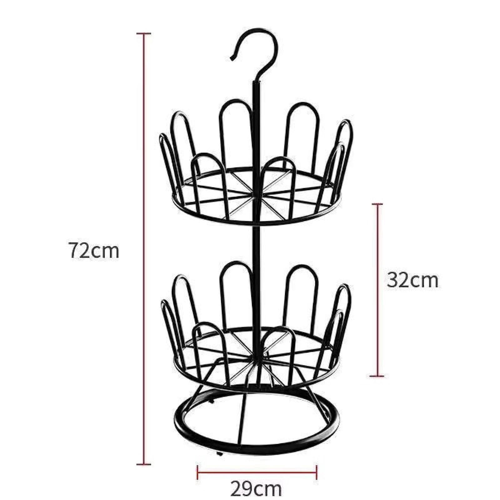Baoblaze Revolving Shoe Rack Modern Metal Shoe Tree Rack for Apartment Farmhouse Dorm Black 2 Tiers