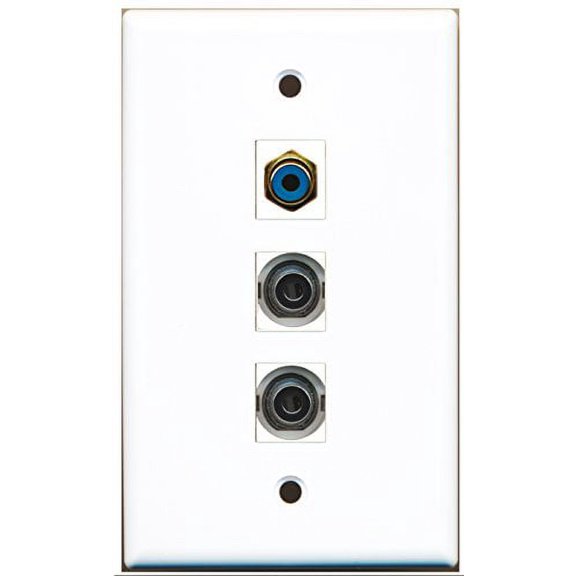 RiteAV - 1 Port RCA Blue 2 Port 3.5mm Wall Plate