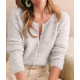 thumbnail image 6 of Female Knit Cardigan Casual Crew Neck Button Down Long Sleeve Sweater Jumper Layer Top Gray XL, 6 of 10