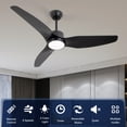 thumbnail image 2 of Wozzio 52 inch Ceiling Fan with Light and Remote, 3CCT Dimmable LED Light,3 Reversible Blades, Indoor & Outdoor, 2 of 7
