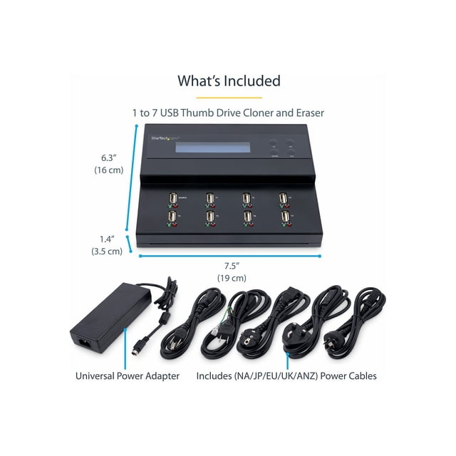 StarTech.com USB Duplicator - 1:7 - USB Flash Drives - Flash Drive Duplicator (USBDUPE17) - USB drive duplicator - 7 bays - TAA Compliant