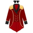 thumbnail image 5 of TiaoBug Men's Ringmaster Circus Tailcoat Jacket Blazer Chains Long Sleeve Swallow-Tailed Coat with Bow Tie Marching Band Costume Red S, 5 of 7