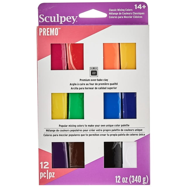 Arcilla polimérica para hornear Sculpey Premo Classic, 12 colores, 355 ml