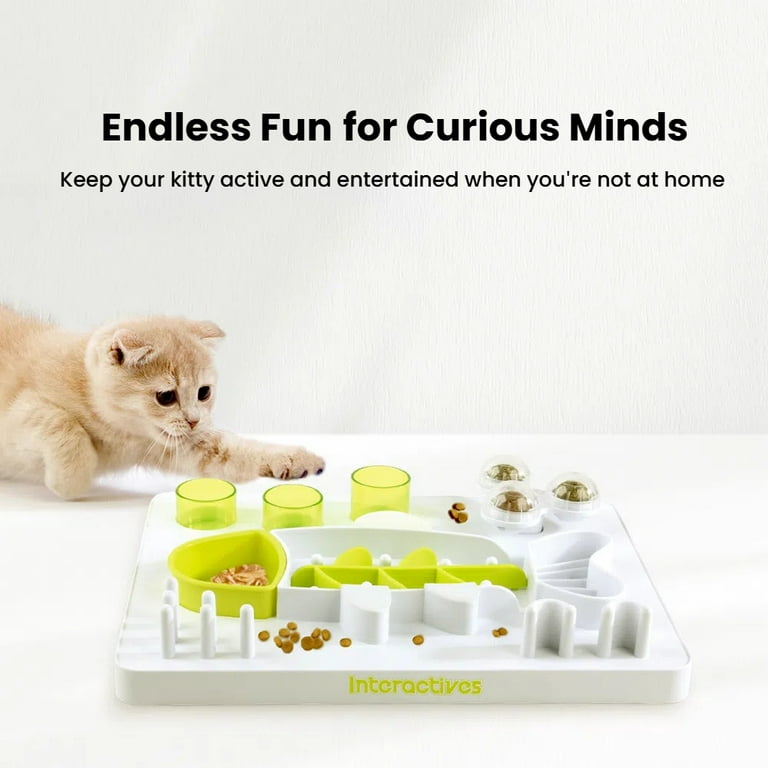 All For Paws Interactive Cat Treat Dispenser Puzzle Toy Slow Feeder for Kitty IQ Training Mental Stimulation Kitty Enrichment Toys for Indoor