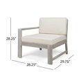 thumbnail image 4 of GDF Studio Isabella Outdoor 3 Seater Wood Sofa Sectional, Light Gray & Cream, 4 of 12