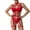 Red, variant on Women'S Strap Sexy Chain Four Piece Sexy UnderwearWomen Beach Coverup Hollow Out Fishnet Long Sleeve Bodysuitlace Underwear For Women Plus Size Micro Bikini Mesh TopLong SleeveFor See Through Dress Sn