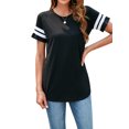 thumbnail image 2 of KingShop Women Casual T-shirt Short Sleeve Solid Color Tees Colorblock Round-neck Women's Clothing t shirt, 2 of 6