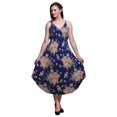 thumbnail image 1 of Bimba Floral Ladies Printed Resort Midi Drawstring Dress Spaghetti Strap Beach Wear-XX-Large, 1 of 1
