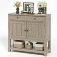 thumbnail image 3 of Asofer 33.5" Farmhouse Buffet Sideboard Cabinet，Farmhouse Console Table with 2 Storage Drawer and 2 Cabinets,Entryway Sofa Table for Kitchen, Dining Room, Living Room,Gray, 3 of 11