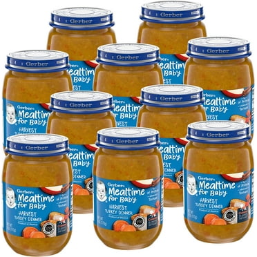 Gerber Mealtime for Baby Stage 3 Baby Food, Harvest Turkey, 6 oz Jar, 12 Pack