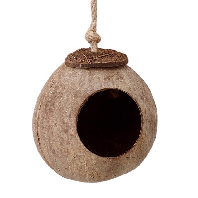 CAROOTU Birds Coconut Shell Breeding Nest Parrots Hamster Climb Ladder Swing Hanging Toy