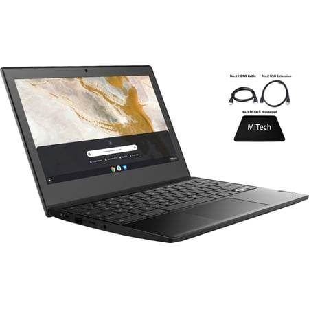 Lenovo Chromebook 3 Laptop, 11.6-Inch HD (1366 x 768) Display, A6 Processor, 4GB LPDDR3, 32 GB eMMC, Chrome OS, Black W MiTech accessory /extra (Google Classroom Ready)
