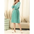 thumbnail image 5 of INSPIRE CHIC Women's Pajama V Neck with Belt Tie Long Sleeve Nightgown Soft Lounge Midi Sleep Dress XS Light Green, 5 of 6