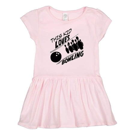 

Inktastic This Kid Loves Bowling Gift Toddler Girl Dress