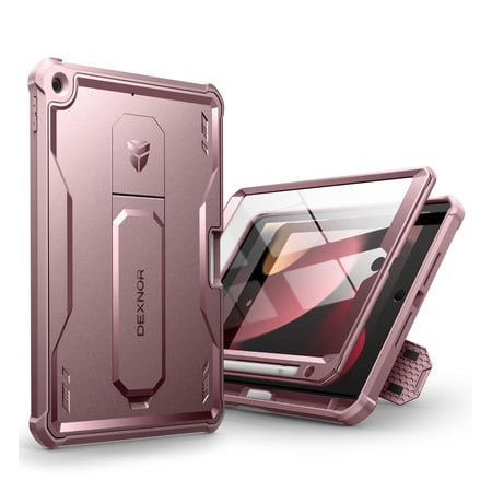 Dexnor for iPad 9th /8th /7th Generation Case 10.2 Inch, [Built in Screen Protector & Kickstand] with Pen Holder Heavy Duty Shockproof Full Body Protective Cover for iPad 9th Generation Case,Pink