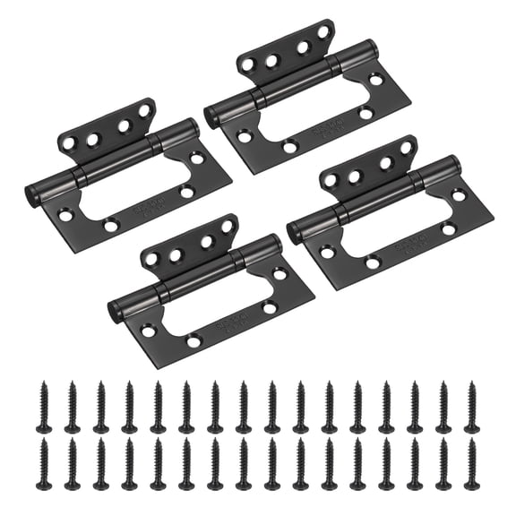 Uxcell 4 Pack Non Mortise Door Hinges, 4" x 2" 304 Stainless Steel Hinges with Mounting Screws, Ball Bearing Door Hinges for Interior and Exterior Doors, Wood and Metal Doors, Matte Black
