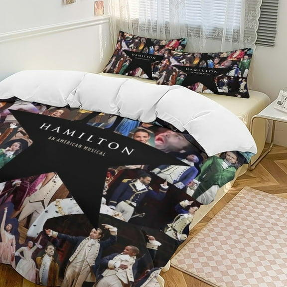 Hamilton The Musical Bedding Set Novelty Pattern Soft Microfiber Comforter Set 3 Pieces 1 Duvet Cover 2 Pillow Shams Twin-86"x70"