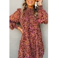 thumbnail image 6 of Women's Red Floral Long Sleeve High Neck Mini Dress for Daily Wear | XL, 6 of 6
