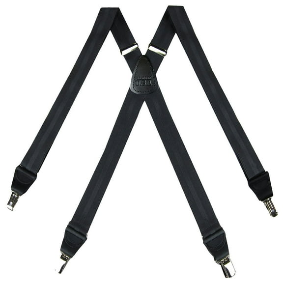 BuyYourTies - Charcoal Mens Classy Striped Dress Suspender Made in USA