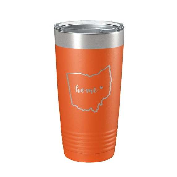 Ohio Tumbler Home State Travel Mug Insulated Laser Engraved Map Coffee Cup 20 oz Orange