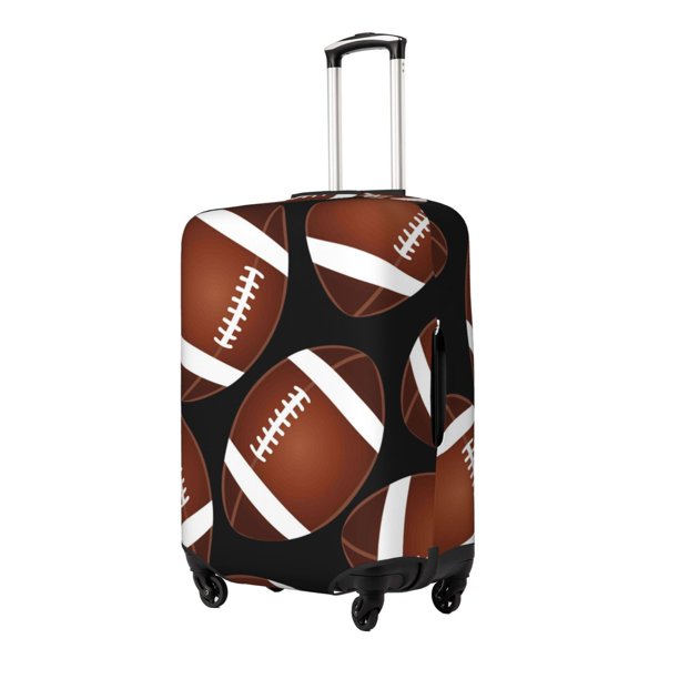 Balery Brown Football On Black Funda de equipaje, fundas para maletas, elástica, lavable, protector de maletas, compatible con maletas de 18 a 32 pulgadas-Large