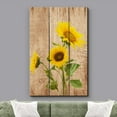 thumbnail image 2 of wall26 Canvas Print Wall Art Yellow Sunflower Trio on Wood Panels Nature Wilderness Digital Art Realism Chic Colorful Multicolor Ultra for Living Room, Bedroom, Office - 16"x24", 2 of 5
