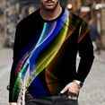 thumbnail image 2 of Pompotops Hommes Casual Col Rond Manches Courtes Pull Ligne 3D Imprimé T-Shirt Blouse en Vente, 2 of 5