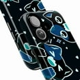 thumbnail image 2 of Blue Kawaii Cat Phone Case, Cute Cartoon Heart Eyes Black Cat Design Protective Cover for iPhone 16 15 14 13 12 11 Pro Max Mini Plus, 2 of 6