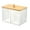 Clear, variant on YIEMEEN Elegant Sturdy Wood Lid Bathroom Organizers for Cotton Covers Qtips Makeup Pads and Hair Bands Storage Solution