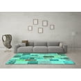 thumbnail image 3 of Ahgly Company Indoor Round Patchwork Turquoise Blue Transitional Area Rugs, 3' Round, 3 of 4