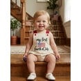 thumbnail image 4 of Cenuakty Infant 4th of July Romper3M 6M 12M 18M Letter Flag Embroidery Corduroy Overalls Independence Day Patriotic Outfit, 4 of 9