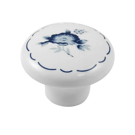 Blue Cabinet Knob - Uxcell White Blue Flower Printed Furniture Cabinet Drawer Knob Handle Grip