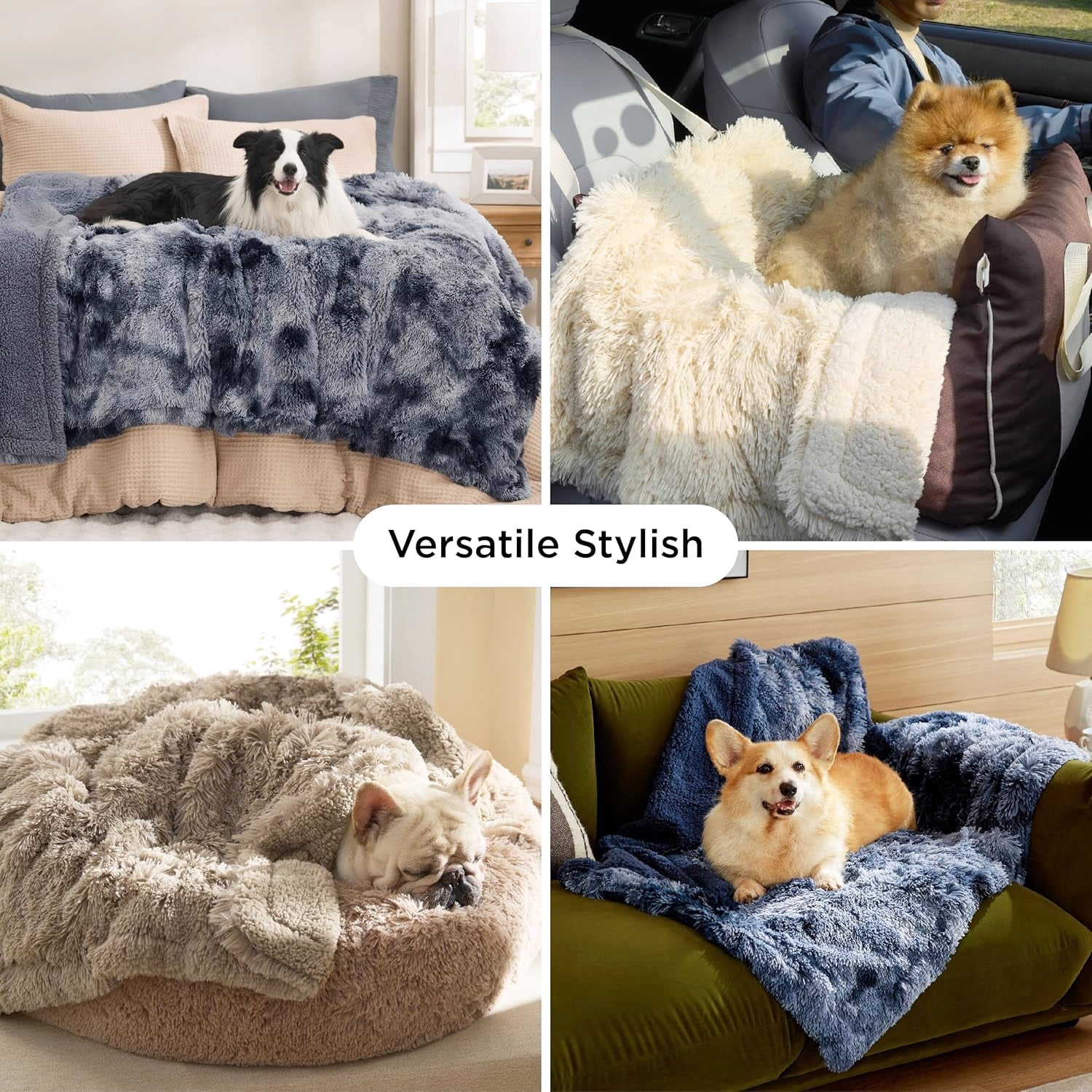 Plush Fleece Dog Blanket for Large Dogs, Twin Size Waterproof and Washable