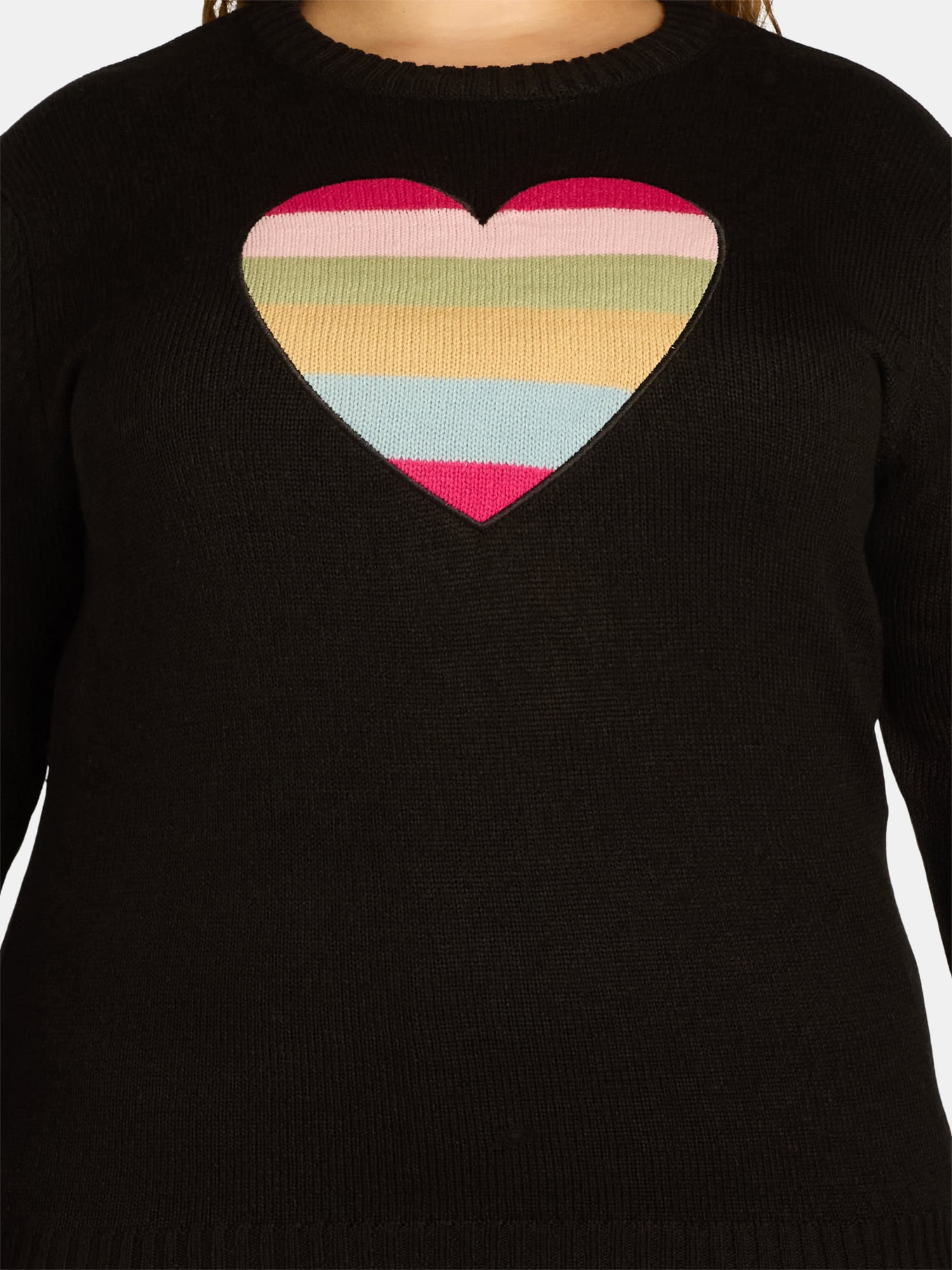 What's Next Women's and Women's Plus Size Heart Patch Pullover Sweater, Sizes S-4X