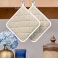 thumbnail image 2 of Vintage Cream Pot Holders for Kitchen Heatproof Potholder, 5 Pack Farmhouse Retro Beige Solid Color Hot Pads Multipurpose Oven Pads Cloth Potholders Trivet for Cooking Baking, 2 of 8